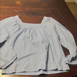 J. Crew Blue and White Striped Blouse